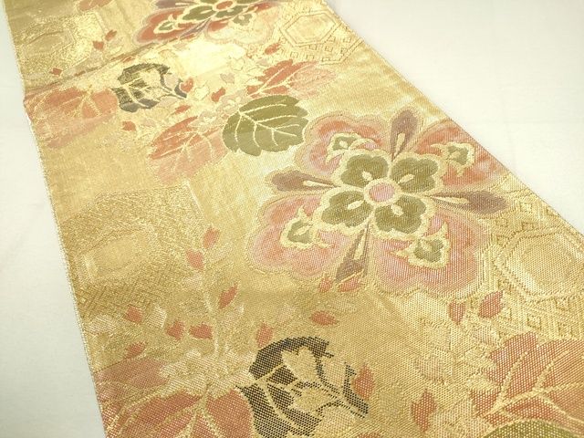 平和屋着物◎佐賀錦 六通柄袋帯 舞花文 金糸 逸品 DAAI7142we
