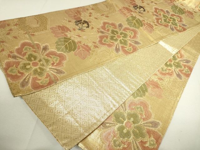 平和屋着物◎佐賀錦 六通柄袋帯 舞花文 金糸 逸品 DAAI7142we