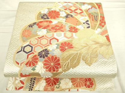 平和屋着物◎六通柄袋帯 唐織 吉祥草花文 金銀糸 逸品 DAAI7146we