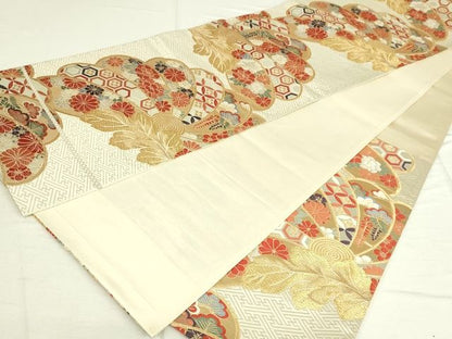 平和屋着物◎六通柄袋帯 唐織 吉祥草花文 金銀糸 逸品 DAAI7146we