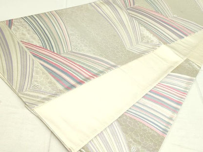 平和屋着物◎六通柄袋帯 松葉文 銀糸 逸品 DAAI7150we