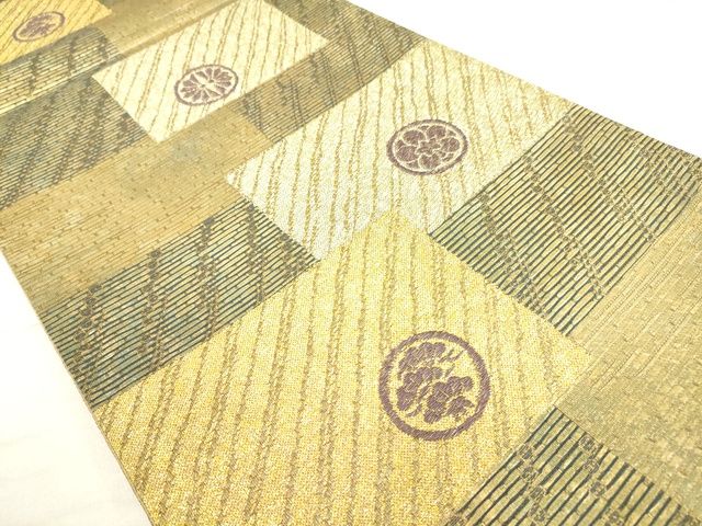 平和屋着物■六通柄袋帯 作家物 色紙重ね文 金糸 逸品 DAAI8003az