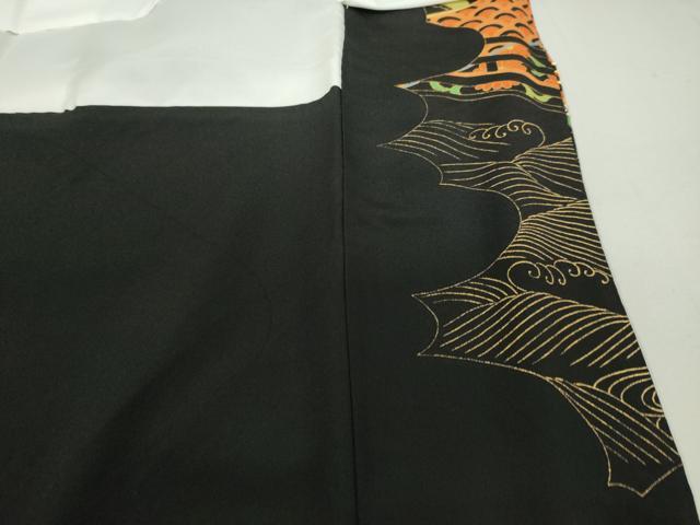 平和屋着物■豪華黒留袖　駒刺繍　渡橋吉祥花文　金彩　正絹　逸品　DAAI8943az