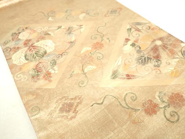 平和屋着物●六通柄袋帯 桐菊文 金彩 正絹 逸品 DAAI8998az