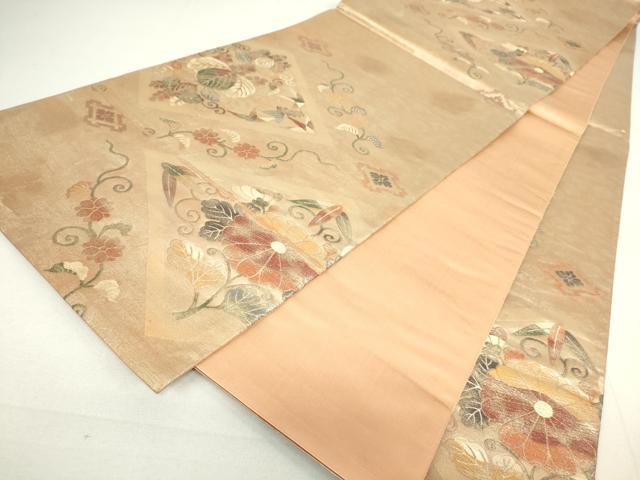 平和屋着物●六通柄袋帯 桐菊文 金彩 正絹 逸品 DAAI8998az