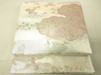 平和屋着物◎六通柄袋帯 雲取草花文 金銀糸 逸品 DAAJ0506sa