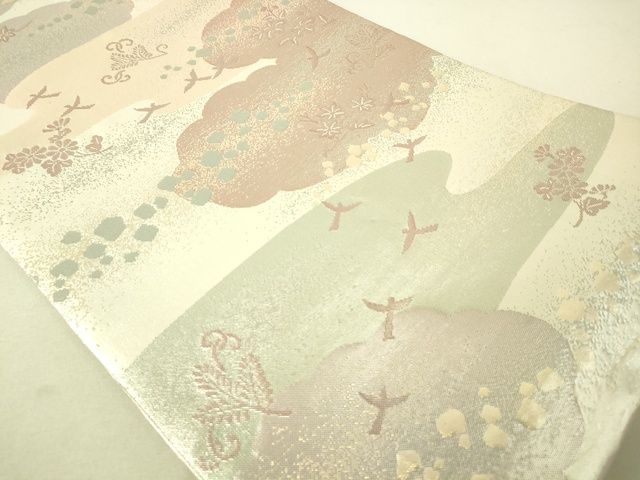 平和屋着物◎六通柄袋帯 雲取草花文 金銀糸 逸品 DAAJ0506sa