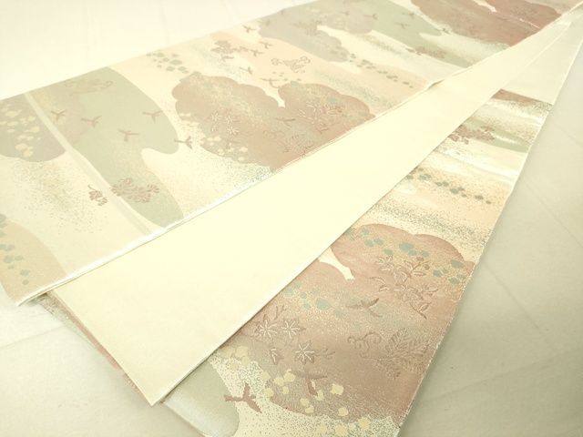 平和屋着物◎六通柄袋帯 雲取草花文 金銀糸 逸品 DAAJ0506sa