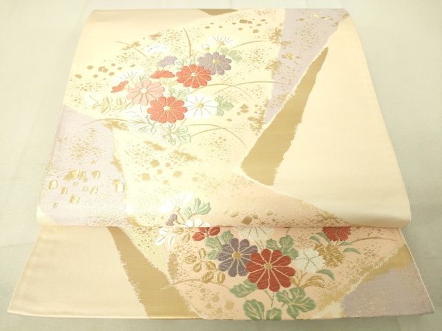 平和屋着物◎六通柄袋帯 唐織 草花 金糸 逸品 DAAJ0511sa