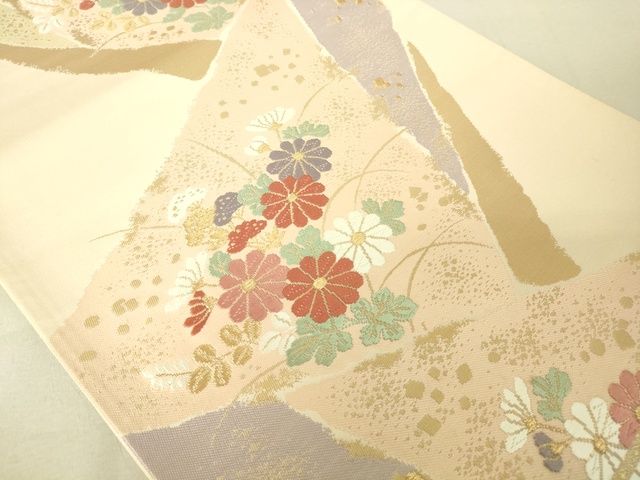 平和屋着物◎六通柄袋帯 唐織 草花 金糸 逸品 DAAJ0511sa