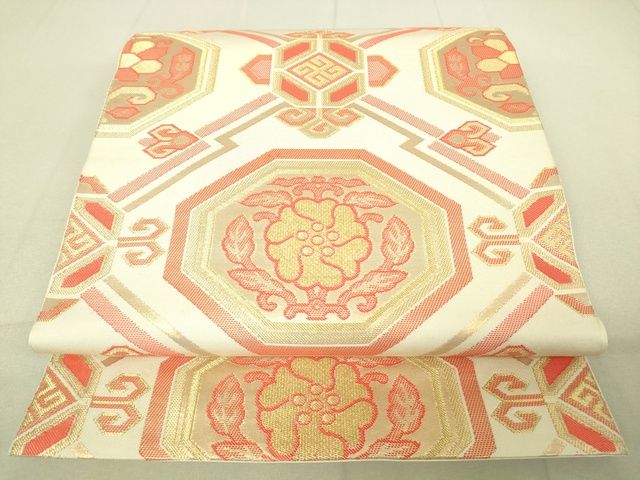 平和屋着物◎六通柄 本袋帯 蜀江花文 金糸 逸品 DAAJ0527sa