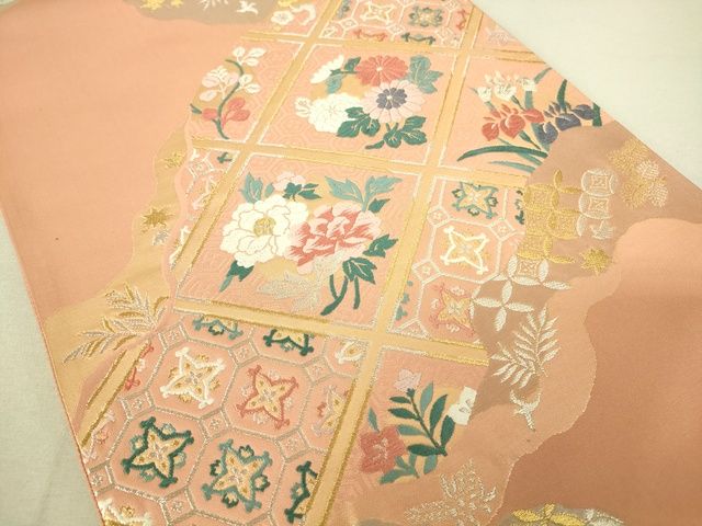 平和屋着物◎六通柄袋帯 唐織 蜀江花文 金銀糸 逸品 DAAJ0544sa
