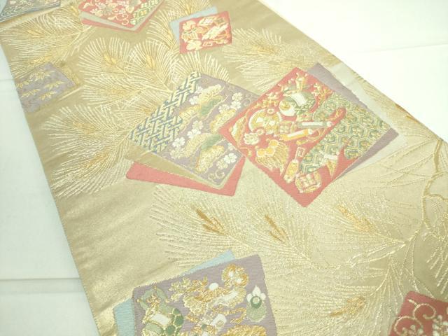 平和屋着物●六通柄袋帯 唐織 重ね色紙彩松文 金銀糸 逸品 DAAJ1299ic