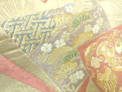 平和屋着物●六通柄袋帯 唐織 重ね色紙彩松文 金銀糸 逸品 DAAJ1299ic