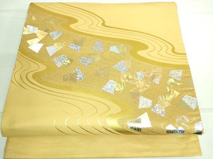 平和屋着物●太鼓柄袋帯 箔散らし 金彩 引箔 正絹 逸品 DAAJ1452ic