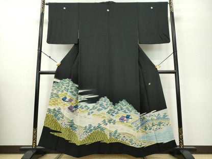 平和屋着物■豪華黒留袖 作家物 遠山風景文 暈し染め 正絹 逸品 DAAJ2379ud