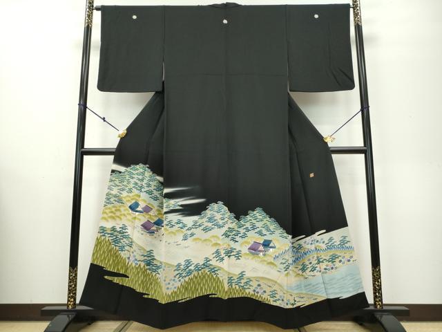 平和屋着物■豪華黒留袖 作家物 遠山風景文 暈し染め 正絹 逸品 DAAJ2379ud