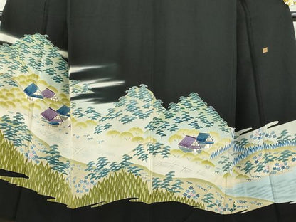 平和屋着物■豪華黒留袖 作家物 遠山風景文 暈し染め 正絹 逸品 DAAJ2379ud