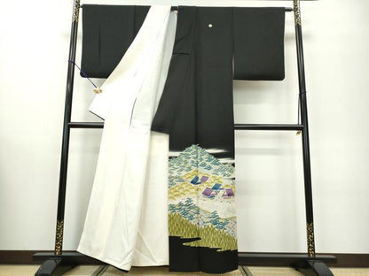 平和屋着物■豪華黒留袖 作家物 遠山風景文 暈し染め 正絹 逸品 DAAJ2379ud