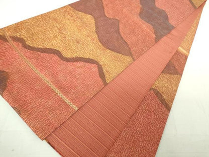 平和屋着物◎六通柄袋帯 重ね山文 金糸 逸品 DAAJ2633mz