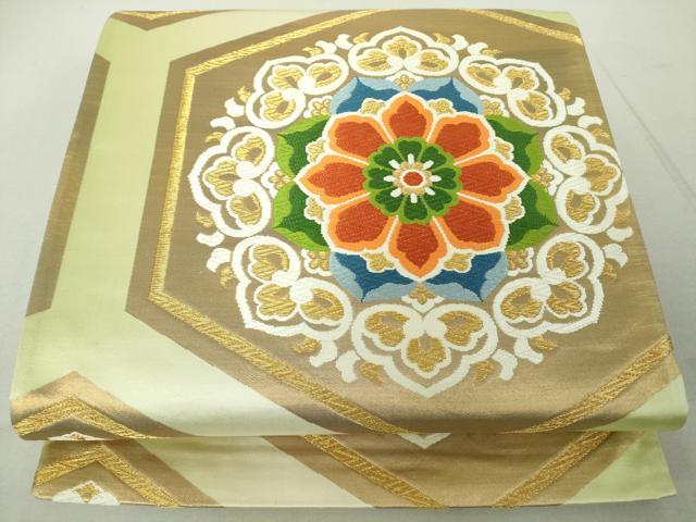 平和屋着物◎六通柄袋帯 唐織 正倉院亀甲花文 金糸 正絹 逸品 DAAJ2717mz