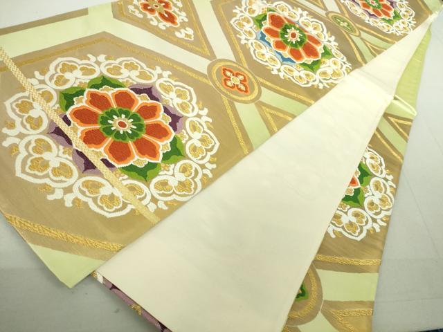 平和屋着物◎六通柄袋帯 唐織 正倉院亀甲花文 金糸 正絹 逸品 DAAJ2717mz
