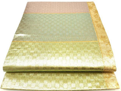 平和屋着物◎六通柄袋帯 光悦 横段文 金糸 正絹 逸品 DAAJ2731zy