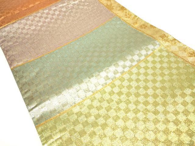 平和屋着物◎六通柄袋帯 光悦 横段文 金糸 正絹 逸品 DAAJ2731zy