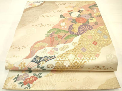 平和屋着物◎六通柄袋帯 唐織名錦遺芳 金糸 正絹 逸品 DAAJ2743zy