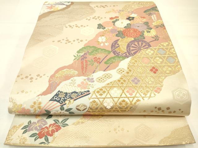 平和屋着物◎六通柄袋帯 唐織名錦遺芳 金糸 正絹 逸品 DAAJ2743zy
