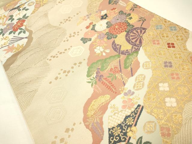 平和屋着物◎六通柄袋帯 唐織名錦遺芳 金糸 正絹 逸品 DAAJ2743zy