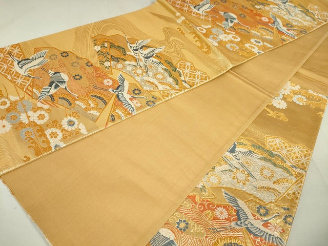 平和屋着物■六通柄袋帯 飛鶴花文 金糸 逸品 DAAJ3647jm