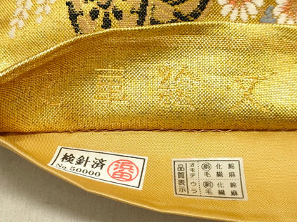 平和屋着物■六通柄袋帯 唐織 花車絵文 金糸 逸品 DAAJ3679jm