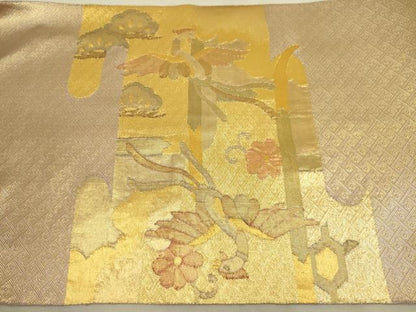 平和屋着物●佐賀錦　太鼓柄袋帯　鳳凰花文　金糸　逸品　DAAJ3777jm