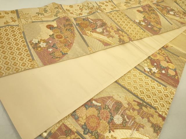 平和屋着物●六通柄袋帯　蒔絵天井文　金糸　金通箔　逸品　DAAJ3779jm