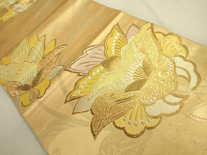 平和屋着物●六通柄袋帯 更紗花唐草文 金銀糸 正絹 逸品 DAAJ3815jm
