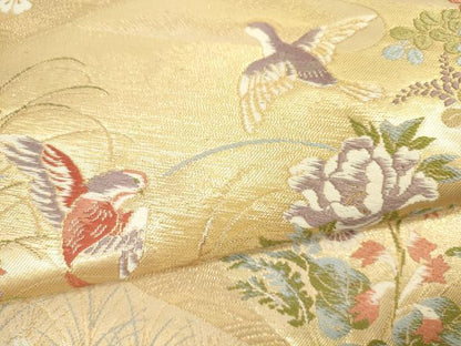 平和屋着物●六通柄袋帯　唐織　花鳥文　金糸　正絹　逸品　DAAJ3836jm