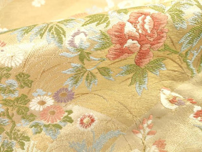 平和屋着物●六通柄袋帯　唐織　花鳥文　金糸　正絹　逸品　DAAJ3836jm