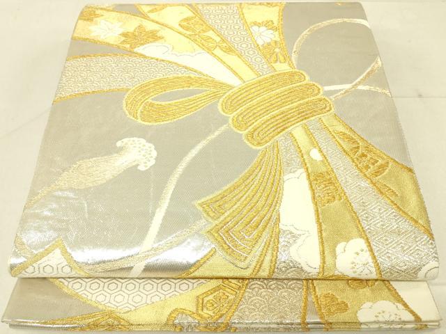平和屋着物◎六通柄袋帯 束ね熨斗吉祥花文 金銀糸 正絹 逸品 DAAJ4296re