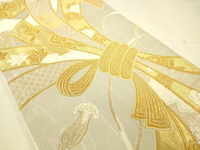 平和屋着物◎六通柄袋帯 束ね熨斗吉祥花文 金銀糸 正絹 逸品 DAAJ4296re