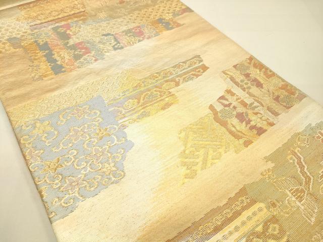 平和屋着物◎六通柄袋帯 壁画花鳥文 金糸 引箔 正絹 逸品 DAAJ4324re