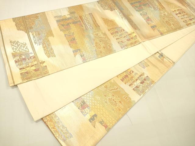 平和屋着物◎六通柄袋帯 壁画花鳥文 金糸 引箔 正絹 逸品 DAAJ4324re