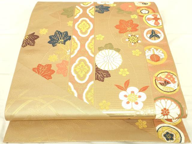 平和屋着物◎六通柄袋帯 唐織 松皮菱花文 金糸 正絹 逸品 DAAJ4361re