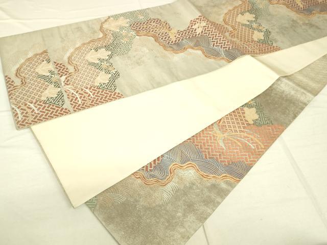 平和屋着物◎六通柄袋帯 道長吉祥花松文 金銀糸 引箔 正絹 逸品 DAAJ4379re