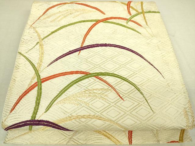 平和屋着物◎六通柄袋帯 刺繍 芝文 金糸 正絹 逸品 DAAJ4397re