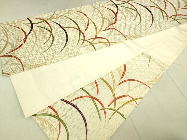 平和屋着物◎六通柄袋帯 刺繍 芝文 金糸 正絹 逸品 DAAJ4397re