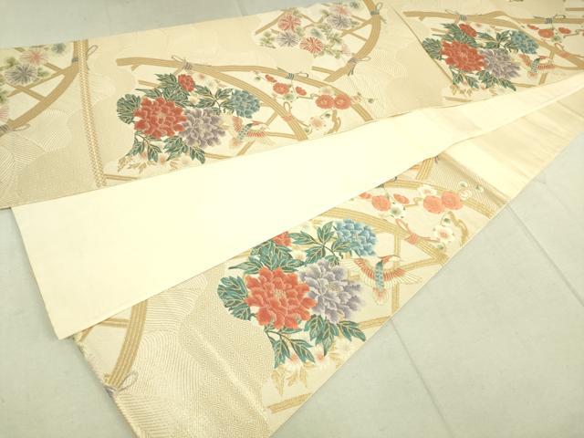平和屋着物◎六通柄袋帯 籬花文 金糸 正絹 逸品 DAAJ4422re