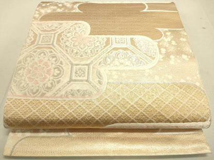 平和屋着物◎六通柄袋帯 唐織 霞取り蜀江花文 金銀糸 正絹 逸品 DAAJ4438re