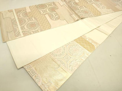 平和屋着物◎六通柄袋帯 唐織 霞取り蜀江花文 金銀糸 正絹 逸品 DAAJ4438re