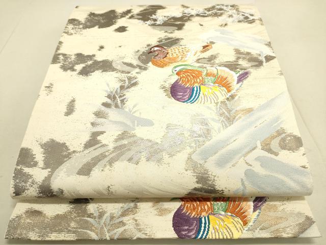 平和屋着物◎六通柄袋帯 唐織 鴛鴦流水文 金銀糸 正絹 逸品 DAAJ4447re